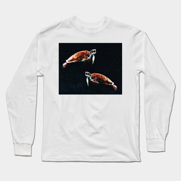 Space swimming turtles Long Sleeve T-Shirt by Faeblehoarder